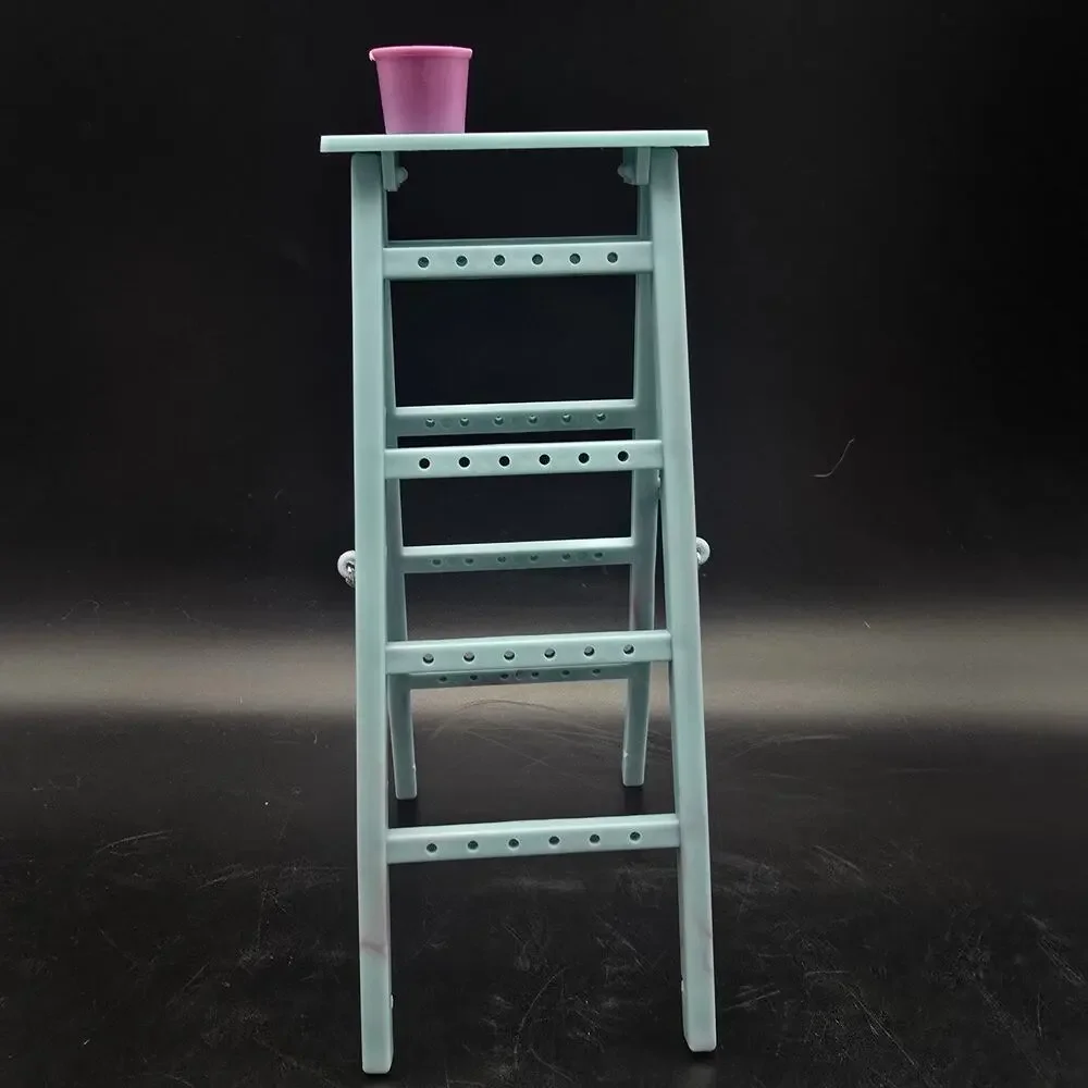 Vintage Blue Ladder Earring Rack Tree with Paint Bucket Plastic 1980s